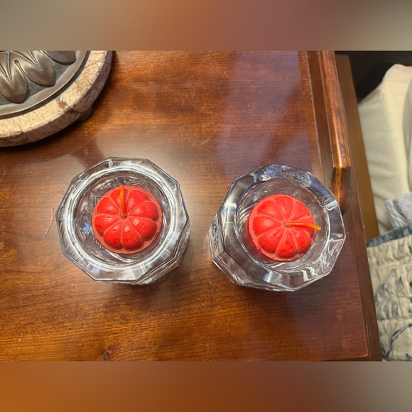 Mikasa Crystal Votive Holders. Set of Two. Pine Tree & Pine Cone - Picture 3 of 5